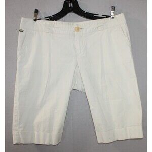 Lacoste Women's Tan Bermuda Shorts Cotton Size 40 US Large Back Button Missing**